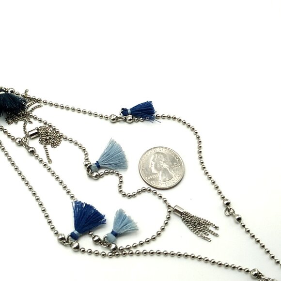 LOFT Long Tassel Necklace Silver Ball Chain 36 inches NWOT - Picture 4 of 16